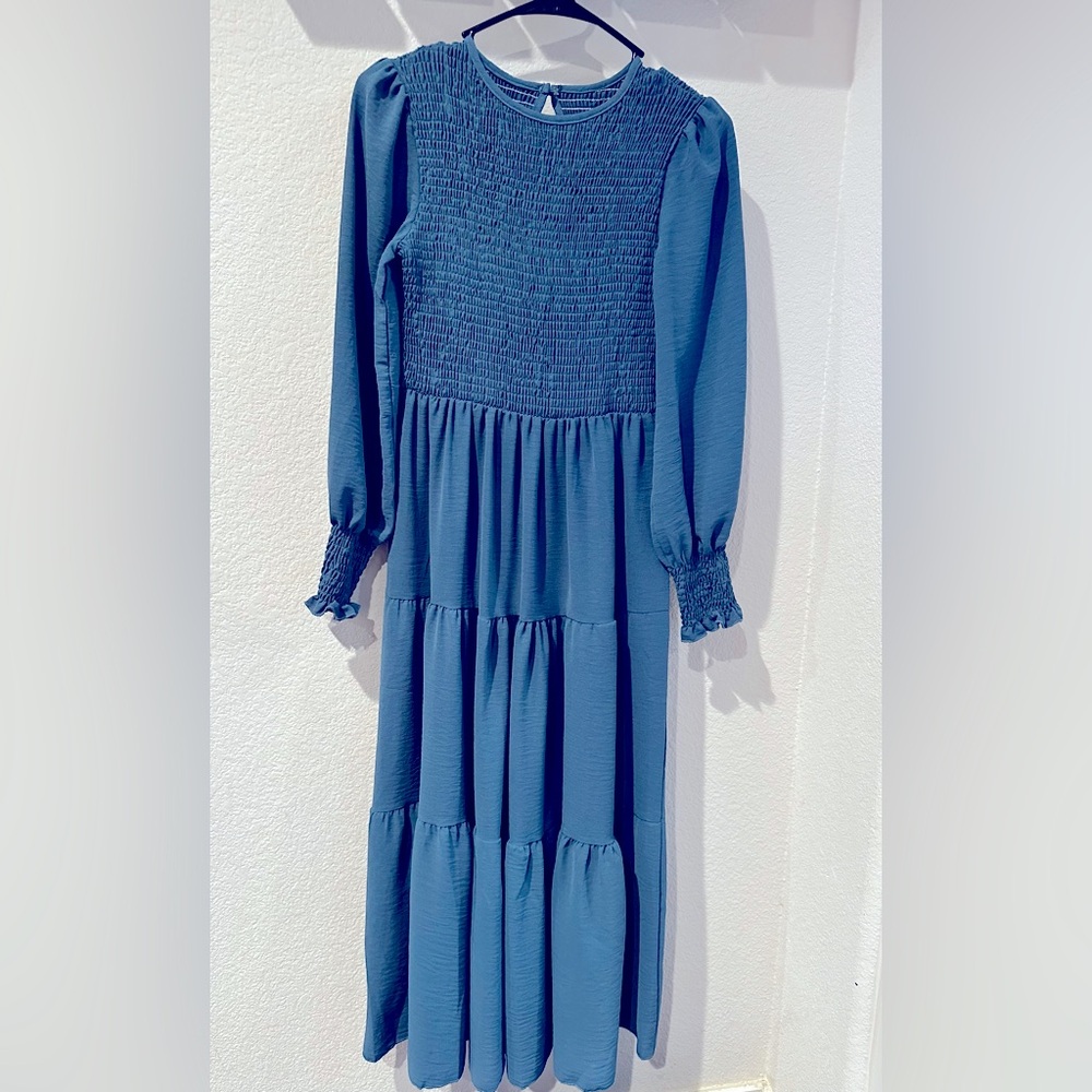Blue Long Sleeve Dress